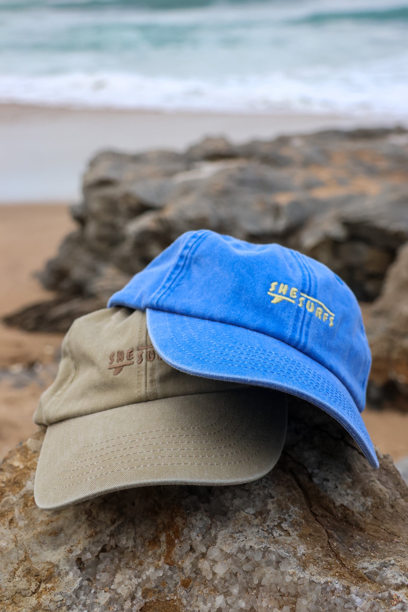 SheSurfs Dad Cap | Blue/Lemon | Pre-order