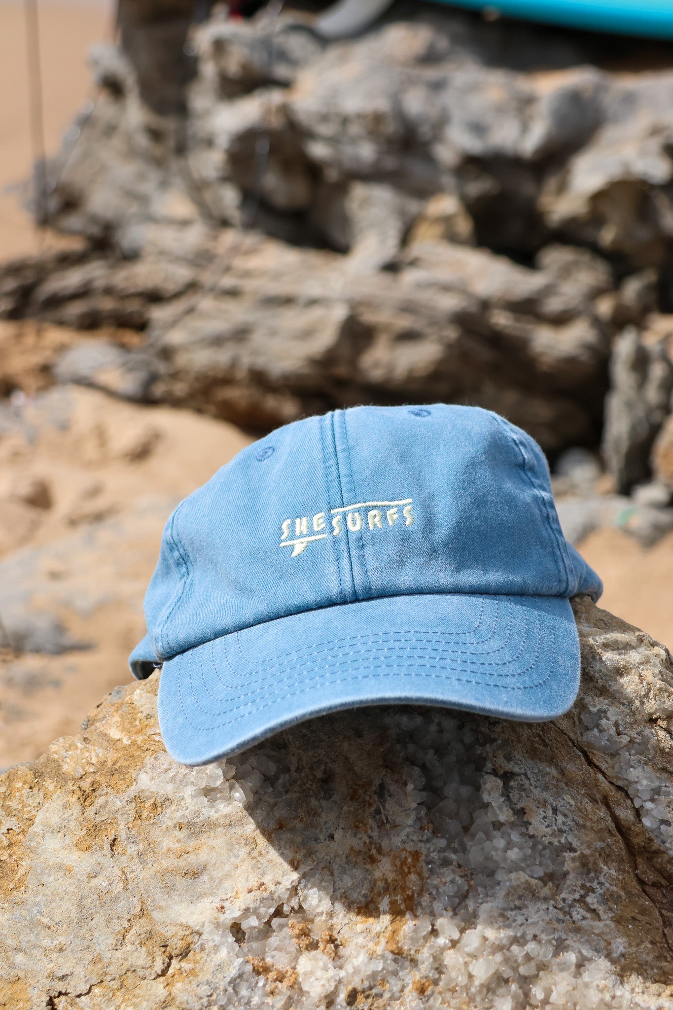 SheSurfs Dad Cap | Denim/Shell | Pre-order